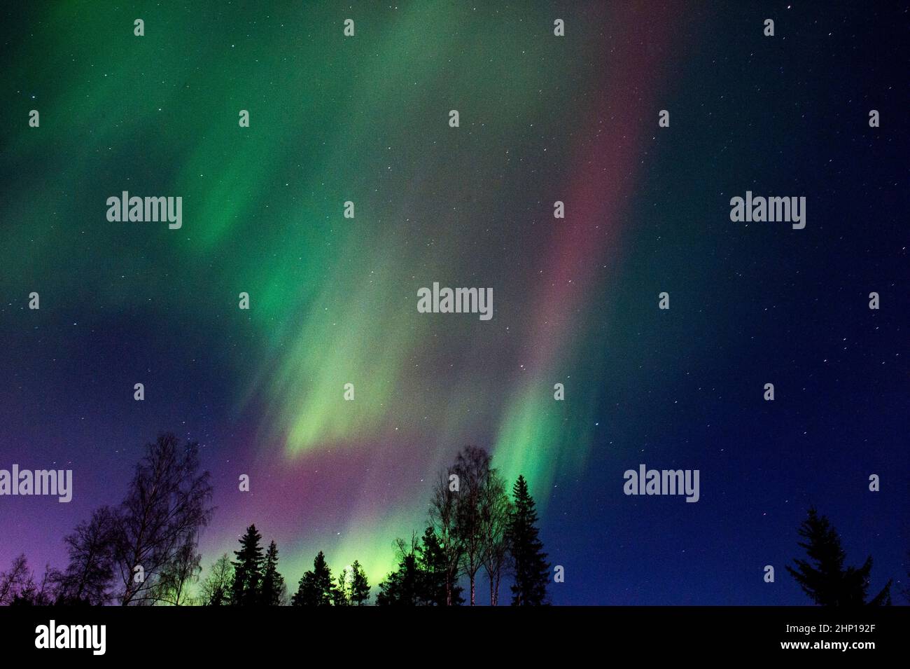 Northern lights in Norshassel, Sweden Stock Photo