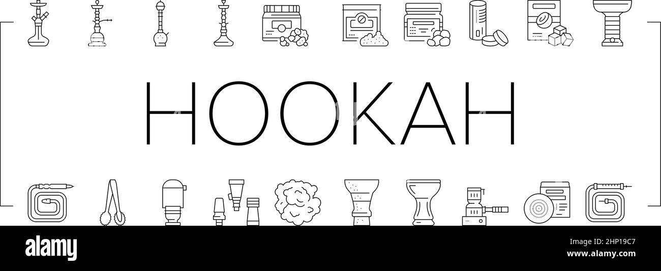 Hookah Tobacco Smoking Collection Icons Set Vector Stock Vector Image ...