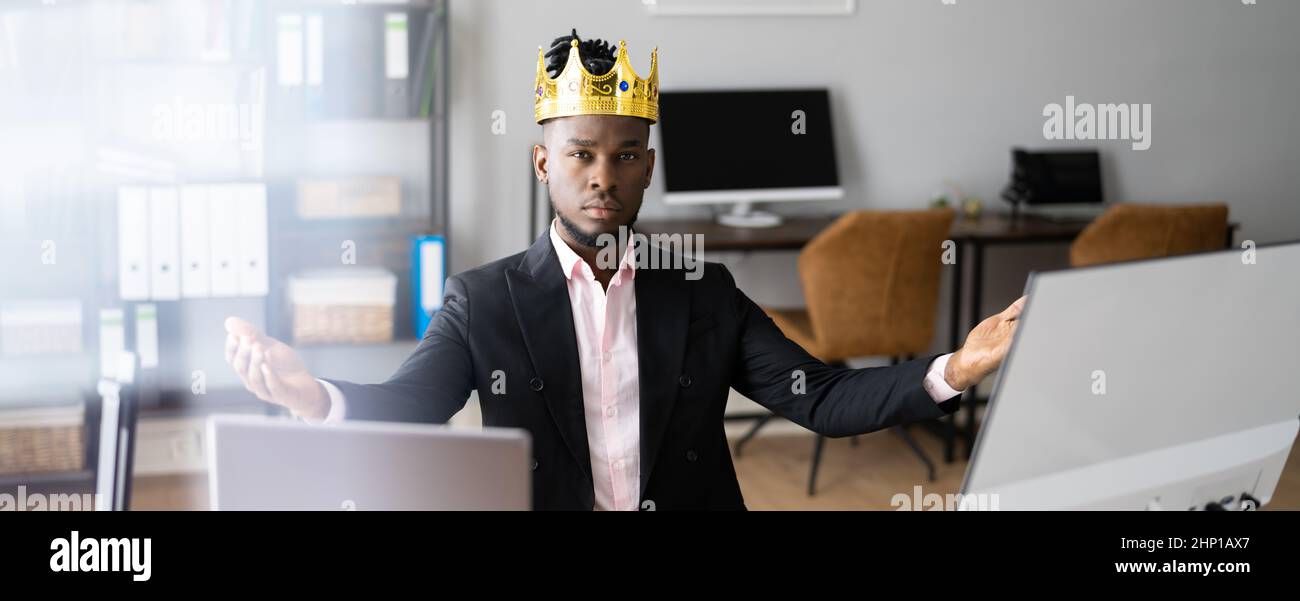 African American Business Man Director CEO In Crown Stock Photo