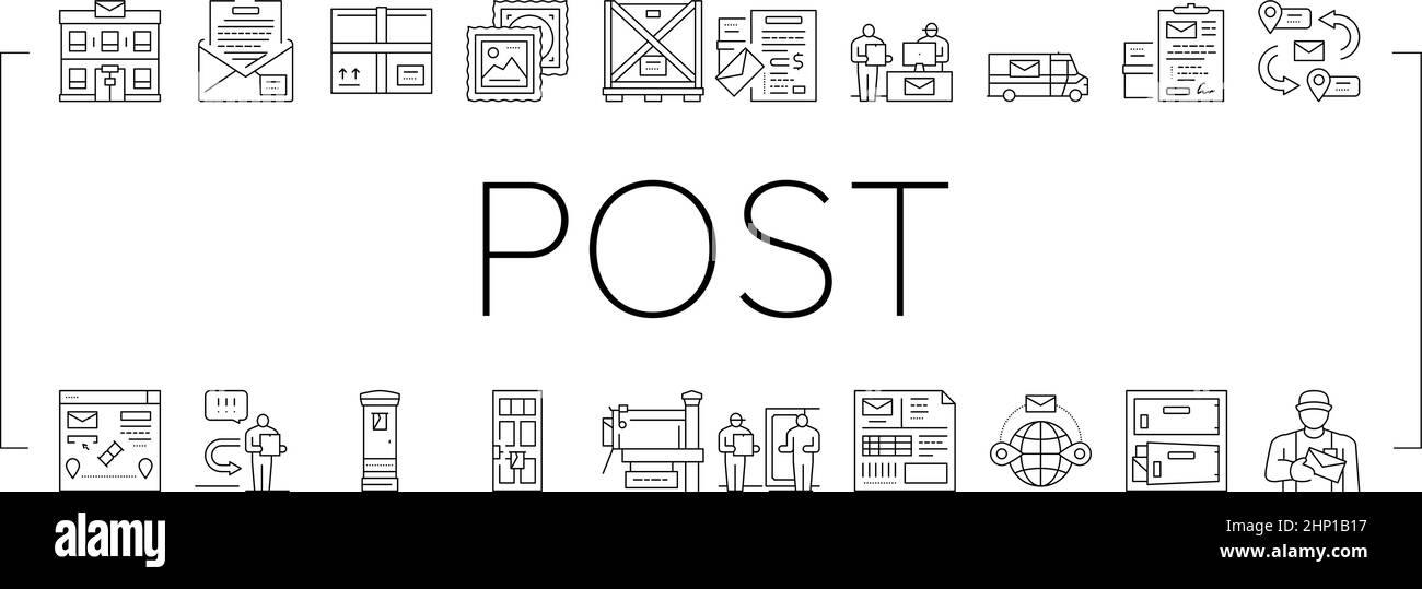 Post Office Delivery Service Icons Set Vector Stock Vector Image & Art ...