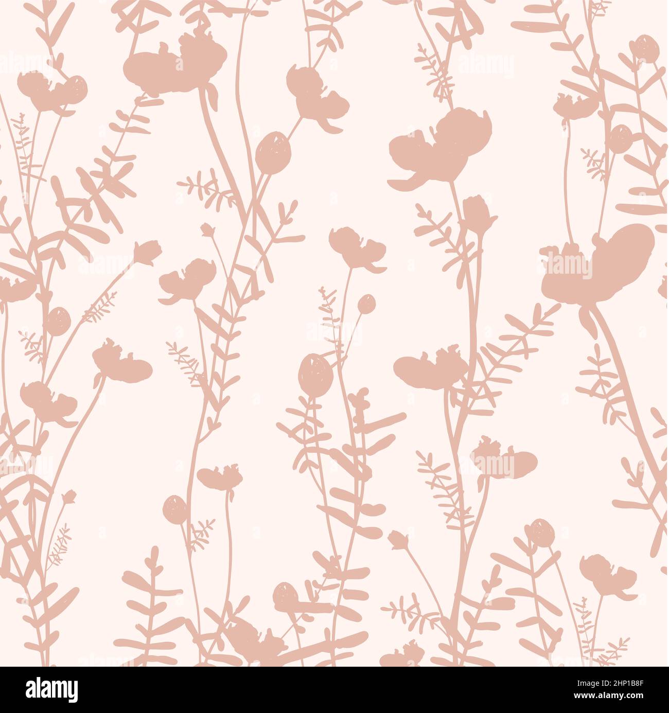 Field herbs. Delicate pink pattern. Summer design. TREND COLORS Stock ...