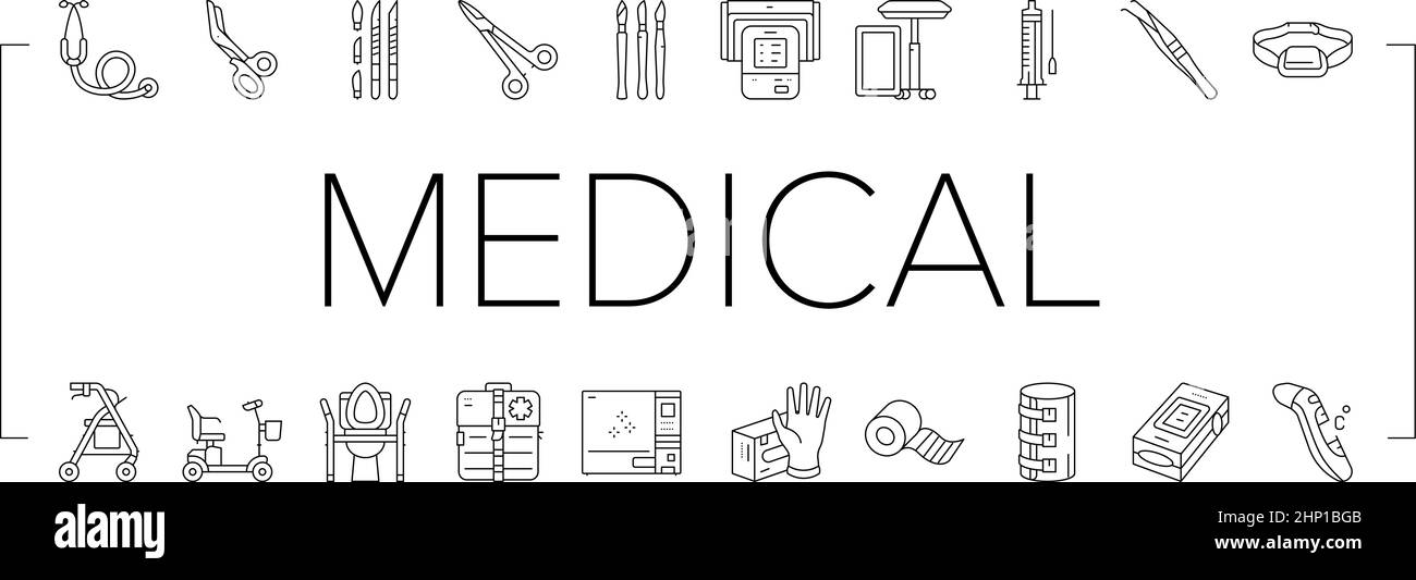 Medical Instrument And Equipment Icons Set Vector Stock Vector Image ...