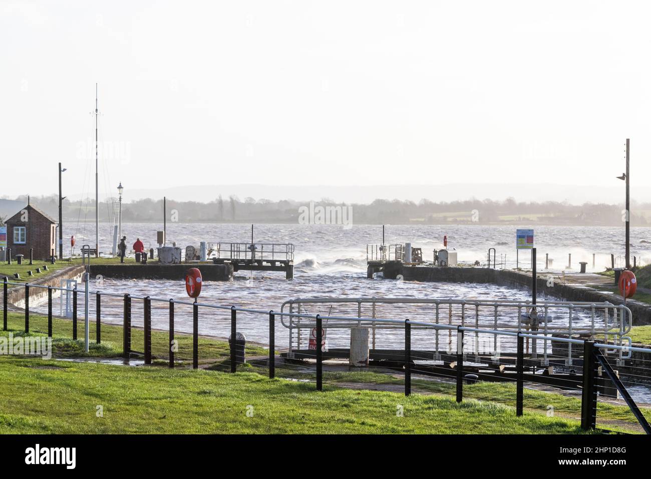 0900 Friday 18th February 2022. Storm Eunice Lydney Harbour, Forest of