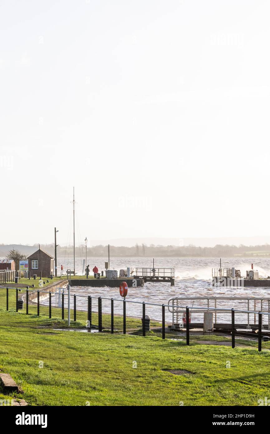 0900 Friday 18th February 2022. Storm Eunice Lydney Harbour, Forest of