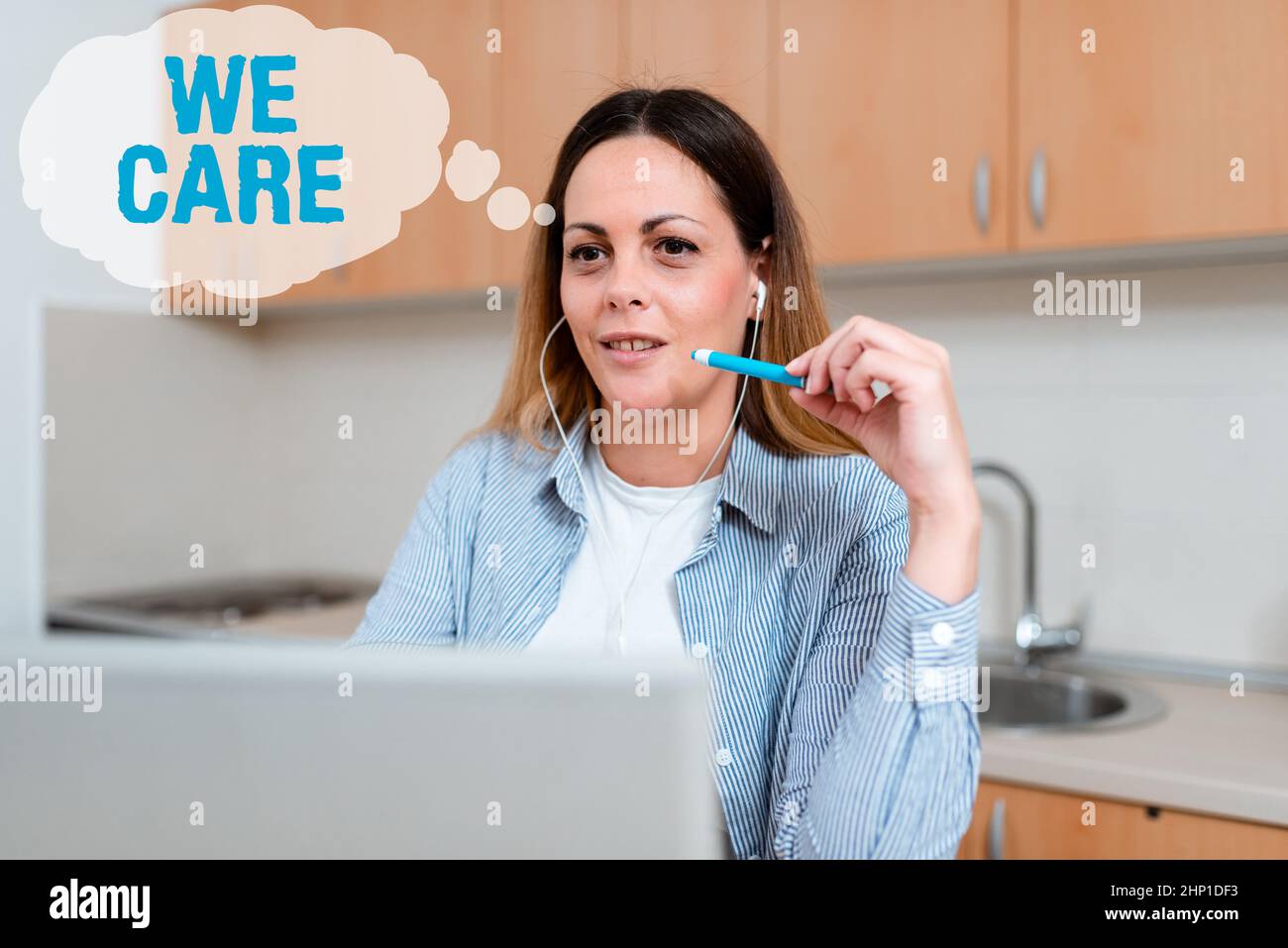 Conceptual display We Care, Business approach Cherishing someones life Giving care and providing their needs Office Meeting Online, School Video Confe Stock Photo