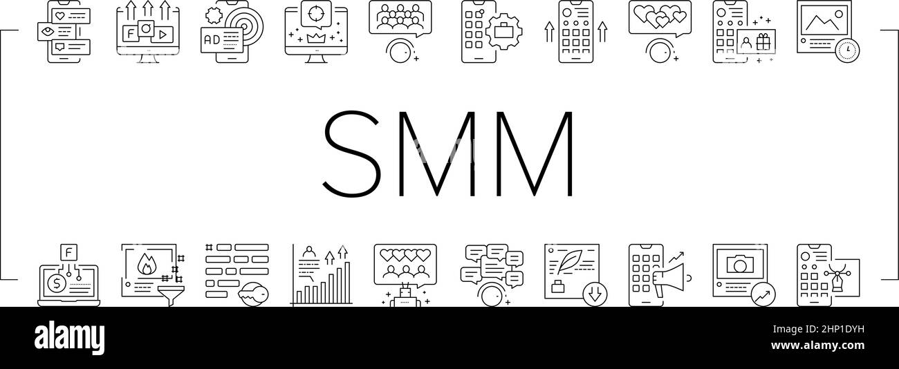 Social media marketing smm concept Black and White Stock Photos ...