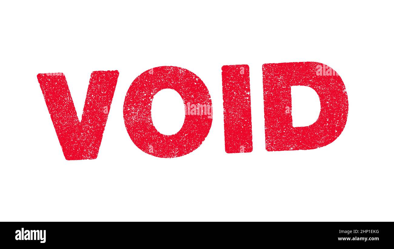 Vector illustration of the word Void in red ink stamp Stock Vector