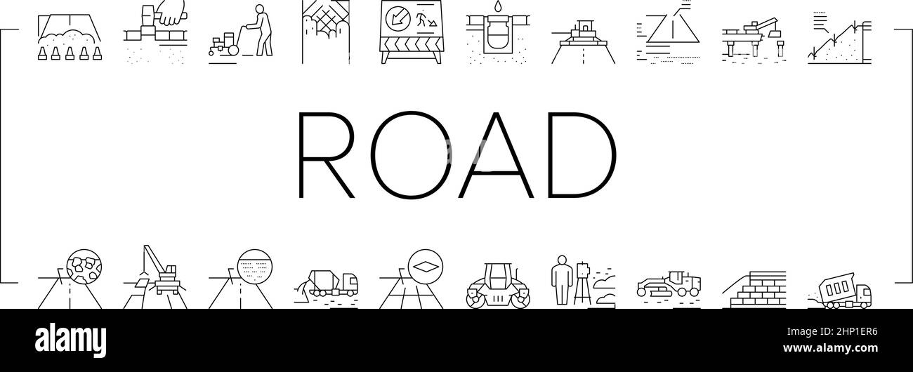 Road Construction Collection Icons Set Vector . Stock Vector