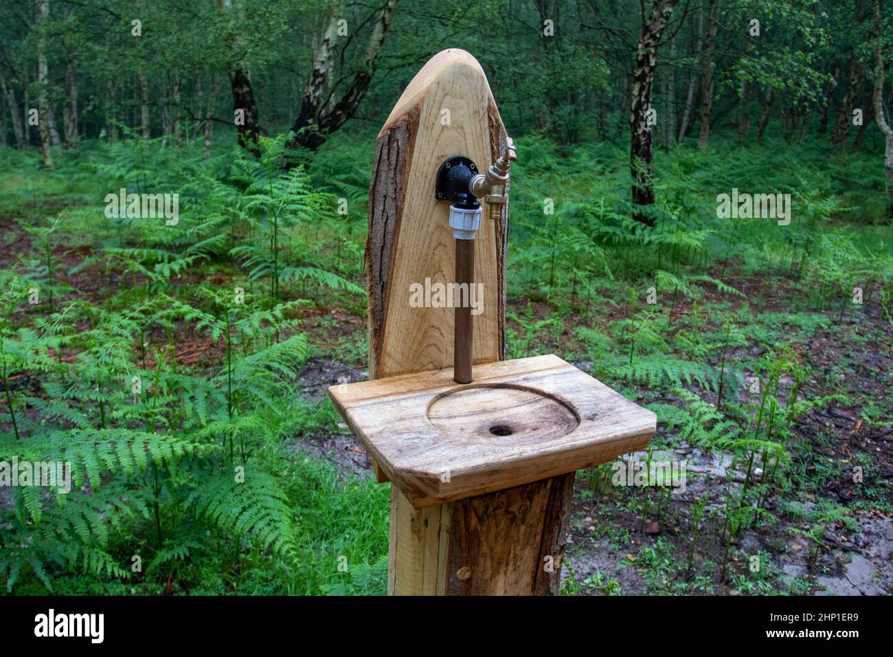 Highly original a wood hand basin at the Thorington Outdoor Theatre Stock Photo