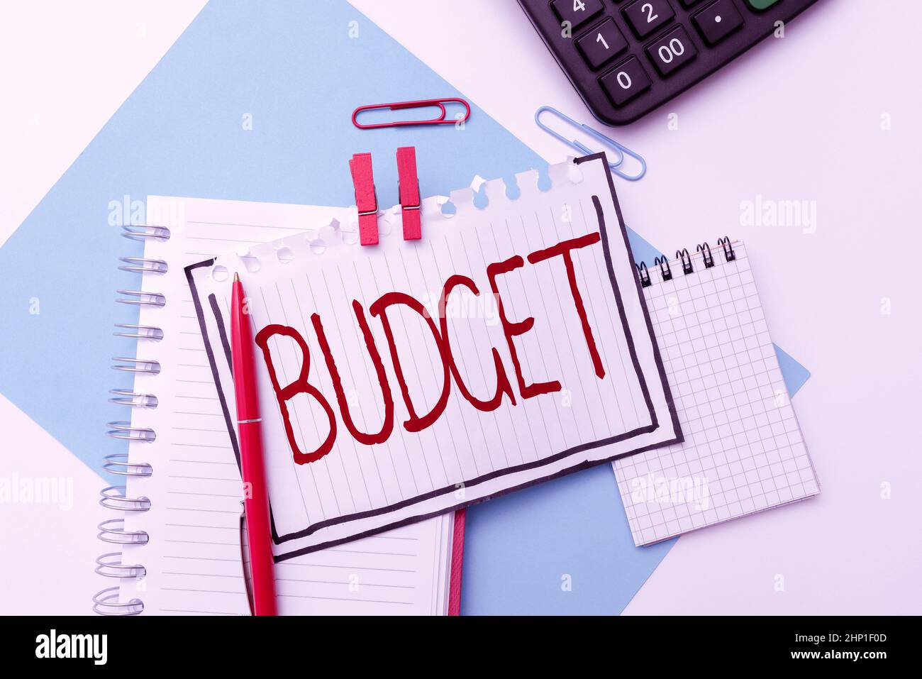 Text sign showing Budget, Business overview an estimate of income and expenditure for a set period of time Colorful Perpective Positive Thinking Creat Stock Photo