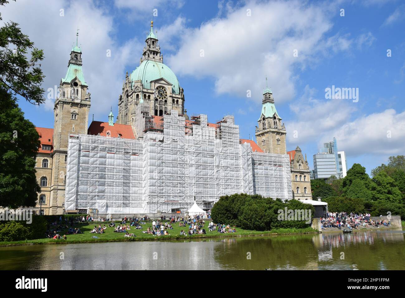 City Hall in Hanover partially covered by scaffolding Stock Photo