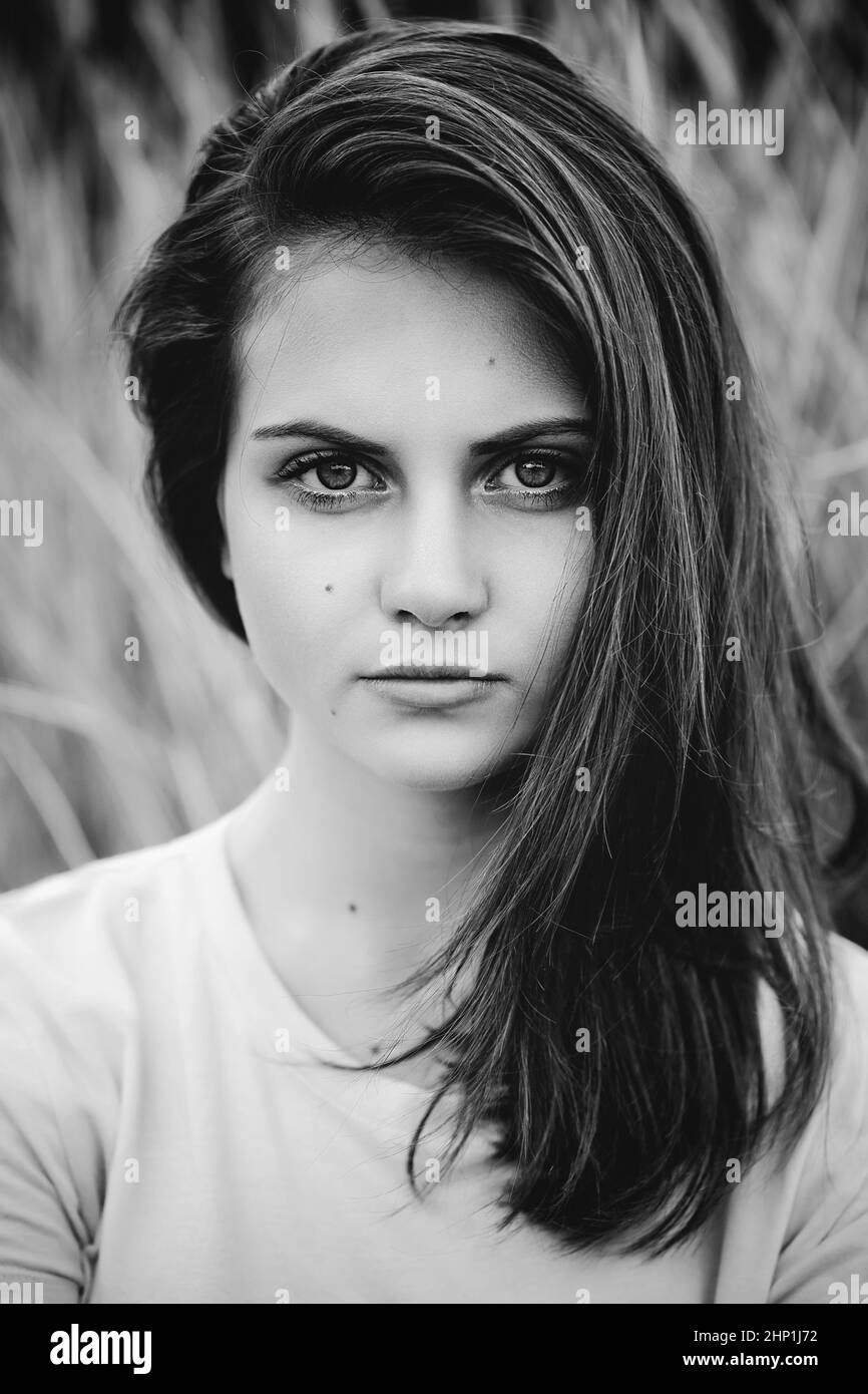 Portrait of a teenage girl with long hair Stock Photo