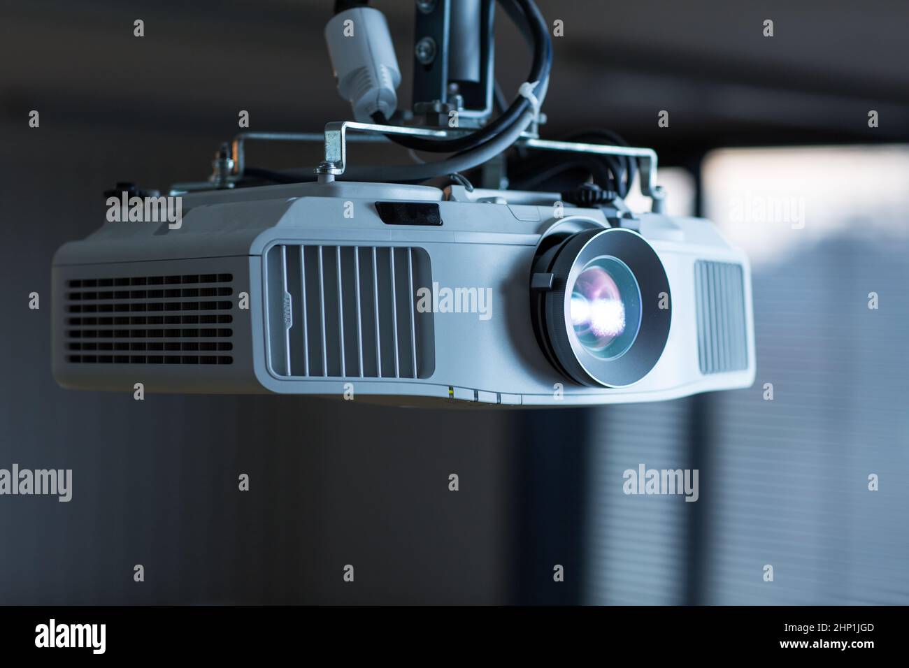 Modern laser projector in a conference room . LCD Projector technology video presentation Stock Photo