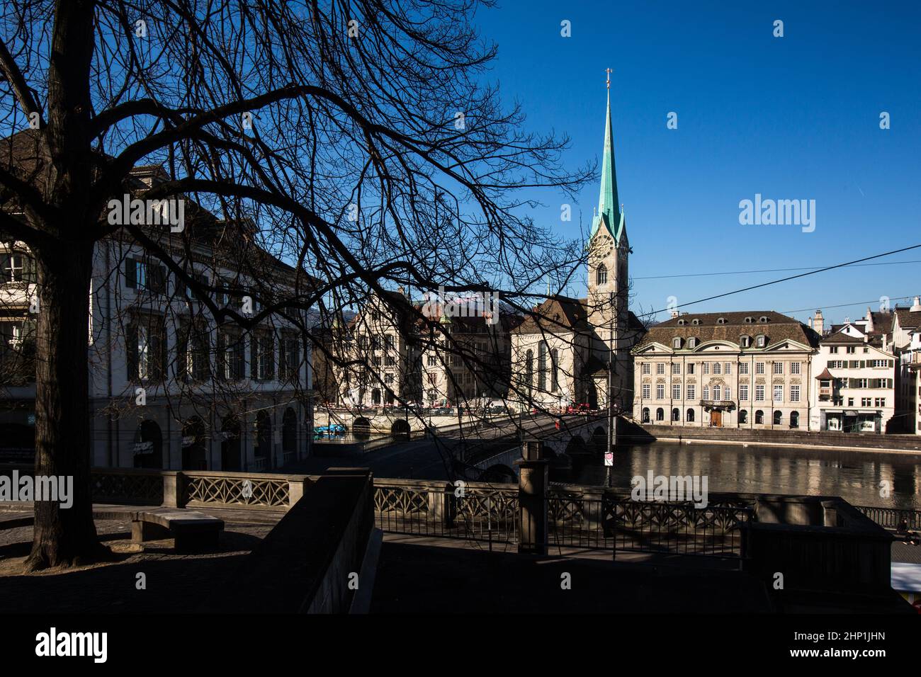 Beautiful view of Zurich and river Limmat, Switzerland Stock Photo