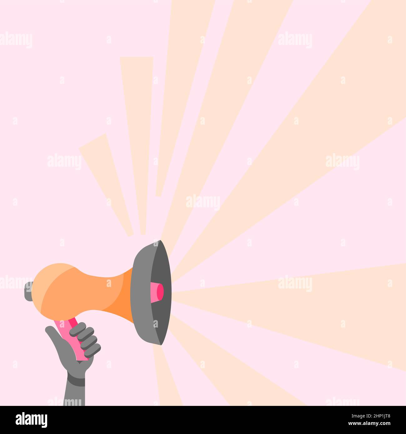 Illustration Of Hand Holding Megaphone With Sun Ray Making Announcement