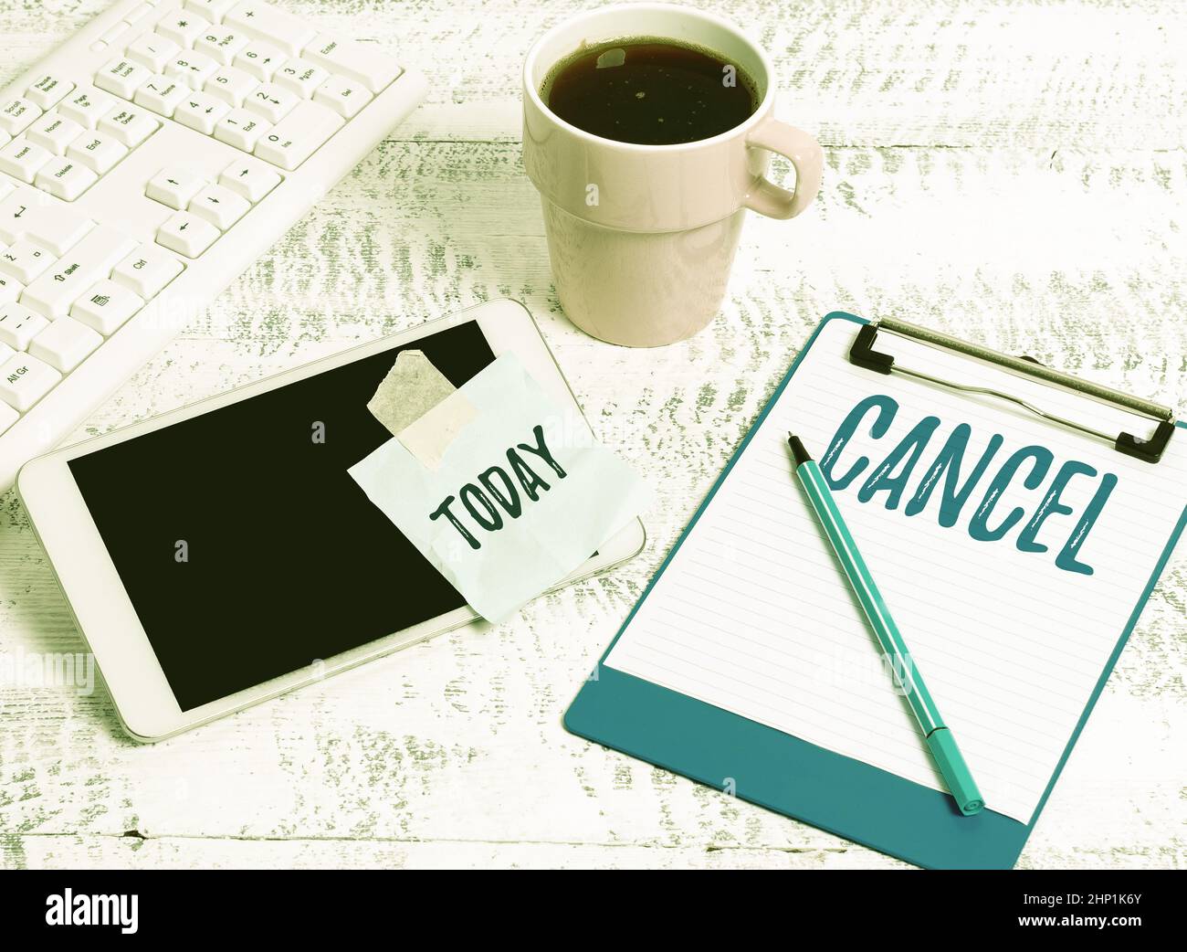 Sign displaying Cancel, Concept meaning To decide or announce that ...