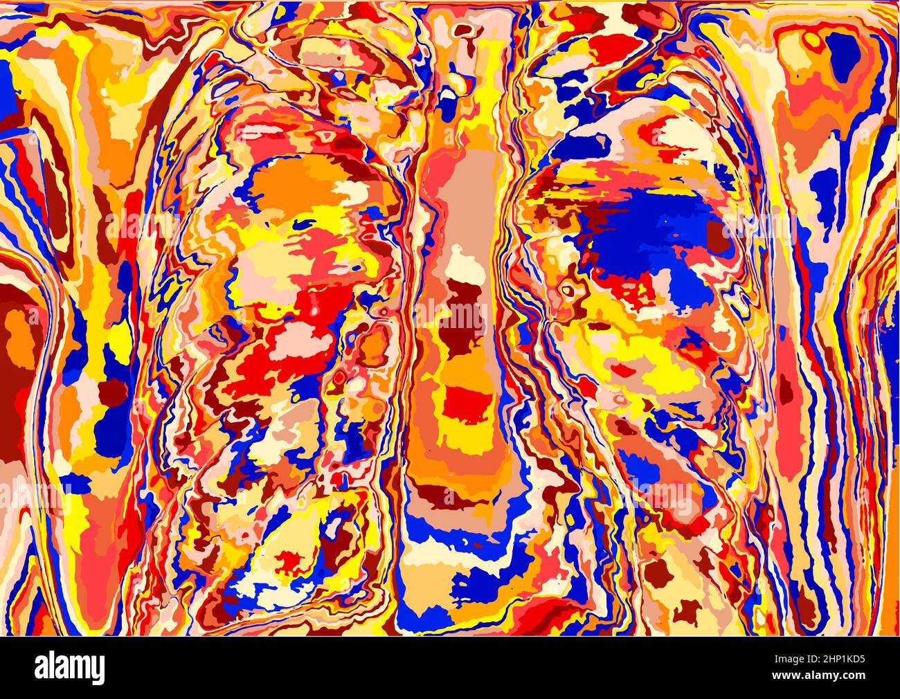 Liquid art, abstract colored chaotic smears painting, flowing colorful