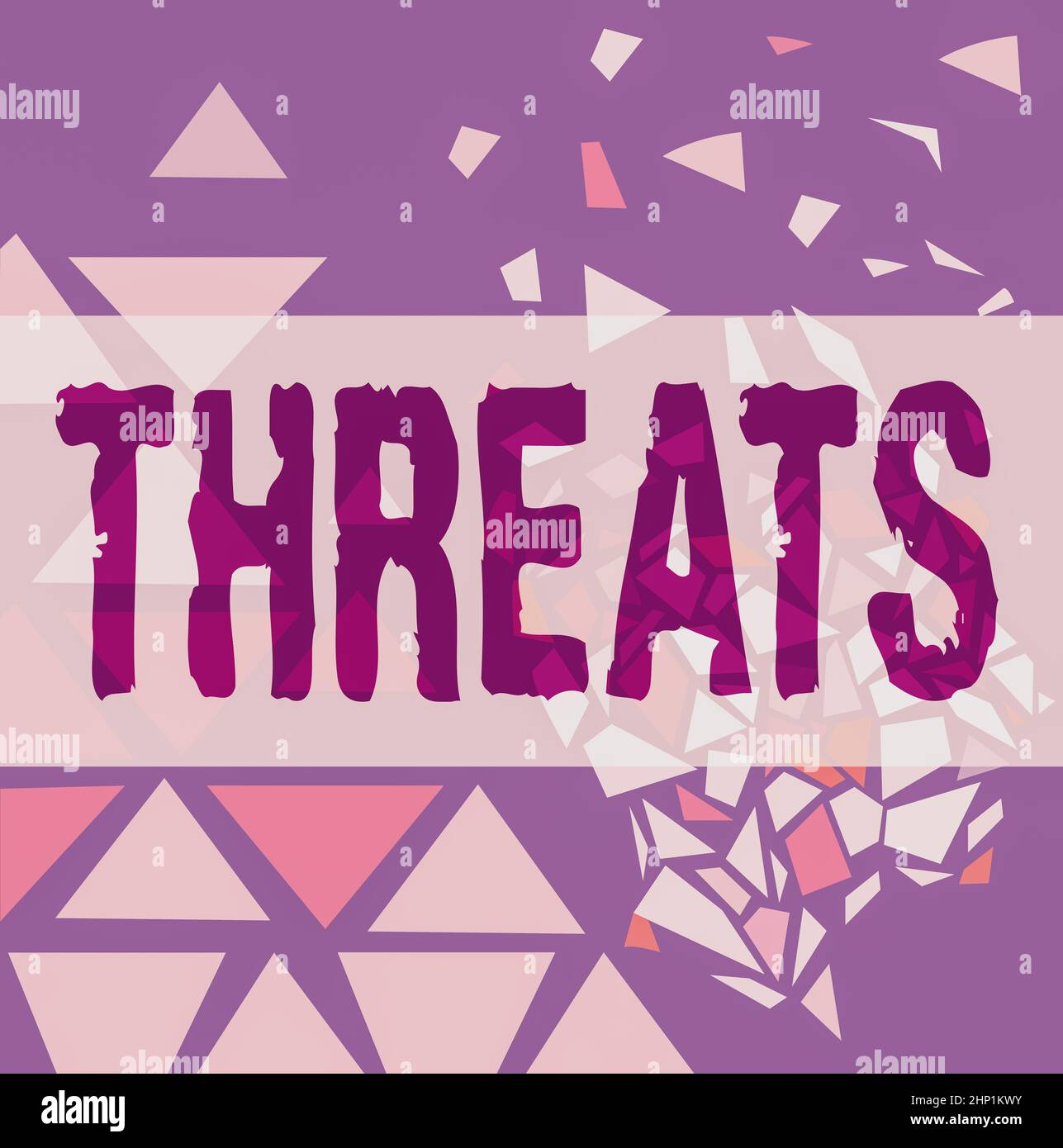 Sign displaying Threats, Word Written on Statement of an intention to  inflict pain hostile action on someone Colorful Wallpaper Image, Shatter  Effect Stock Photo - Alamy