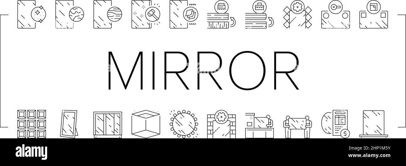 Mirror Installation Collection Icons Set Vector . Stock Vector