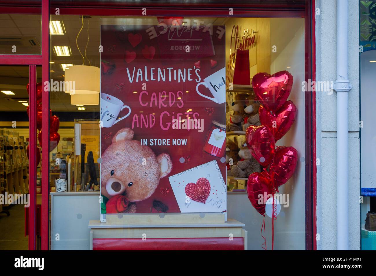 Windsor, Berkshire, UK. 14th February, 2022. Valentine's Day window