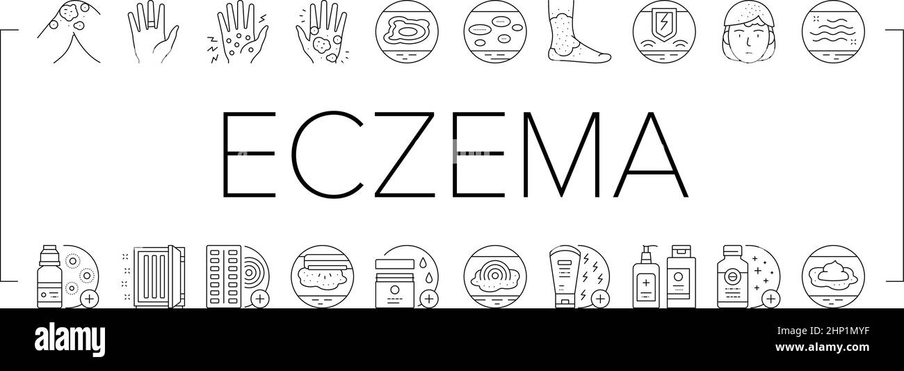 Eczema Disease Treat Collection Icons Set Vector Stock Vector Image ...
