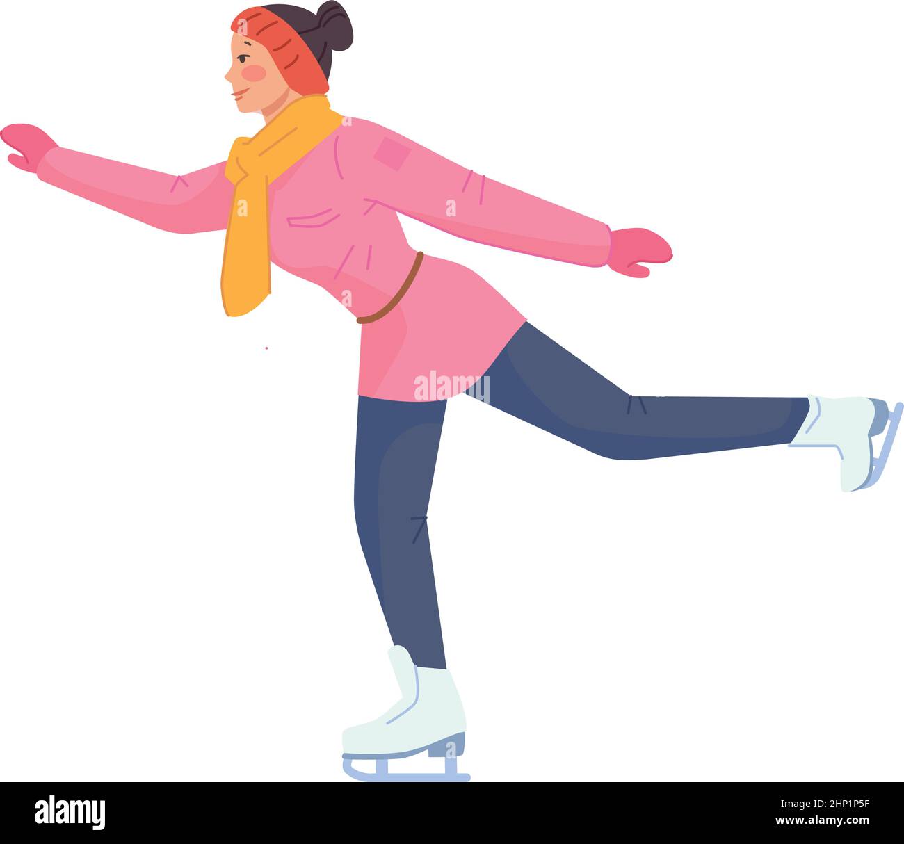 Ice skating person. Smiling woman in warm clothes isolated on white  background Stock Vector Image & Art - Alamy
