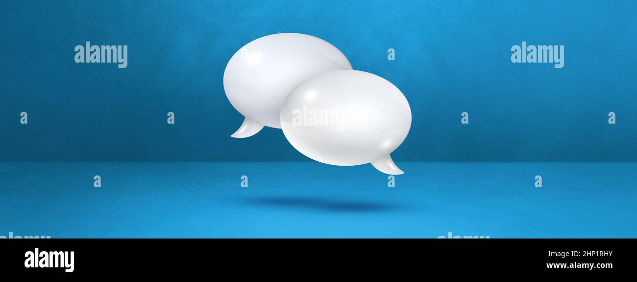 3D white speech bubbles isolated on blue banner background Stock Photo ...