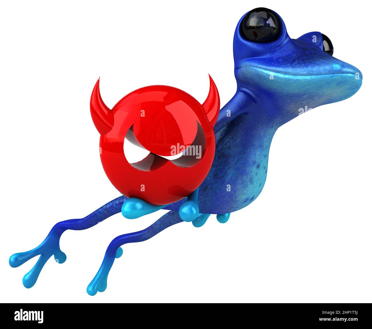 Fun blue frog - 3D Illustration Stock Photo - Alamy