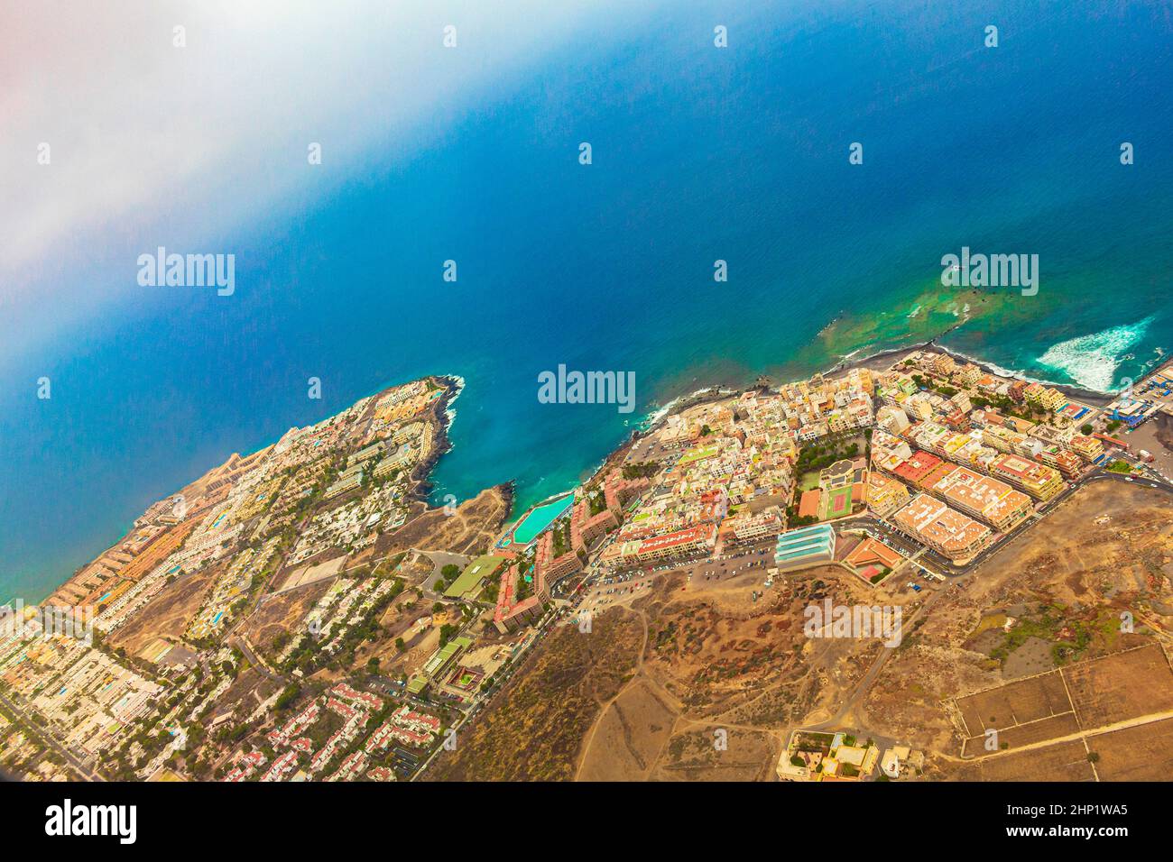 Panoramic view of beaches places coast and bays of Canary Spanish island Tenerife in Africa