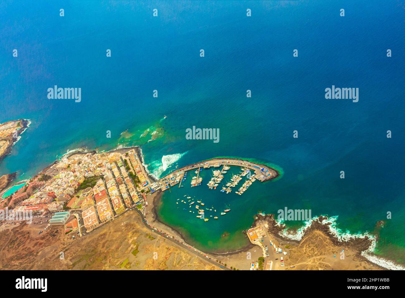 Panoramic view of beaches places coast and bays of Canary Spanish island Tenerife in Africa