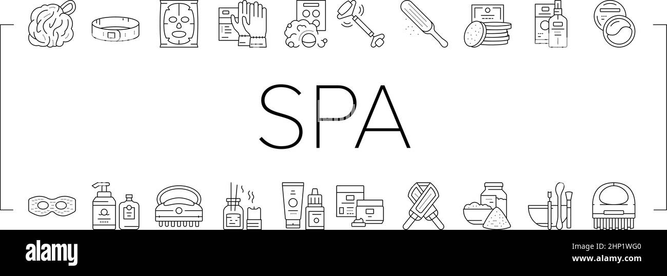 Spa Cosmetics Beauty Collection Icons Set Vector Stock Vector Image