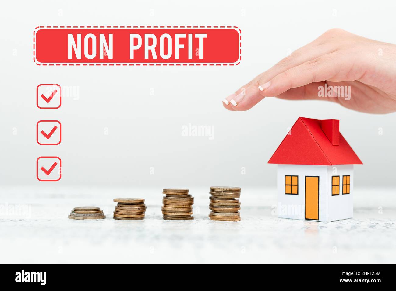 Sign displaying Non Profit, Business approach type of organization that ...