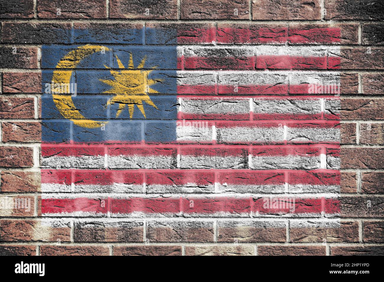 A Malaysia flag on old brick wall background Stock Photo - Alamy