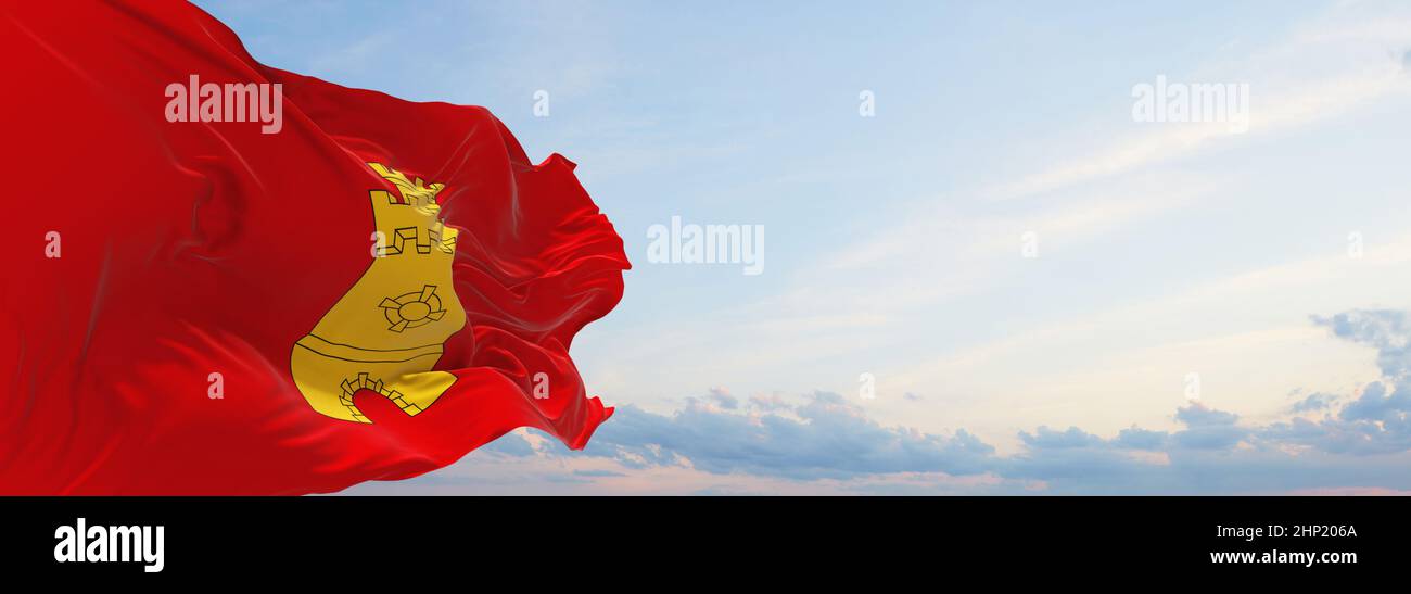 flag of Middelburg , Netherlands at cloudy sky background on sunset