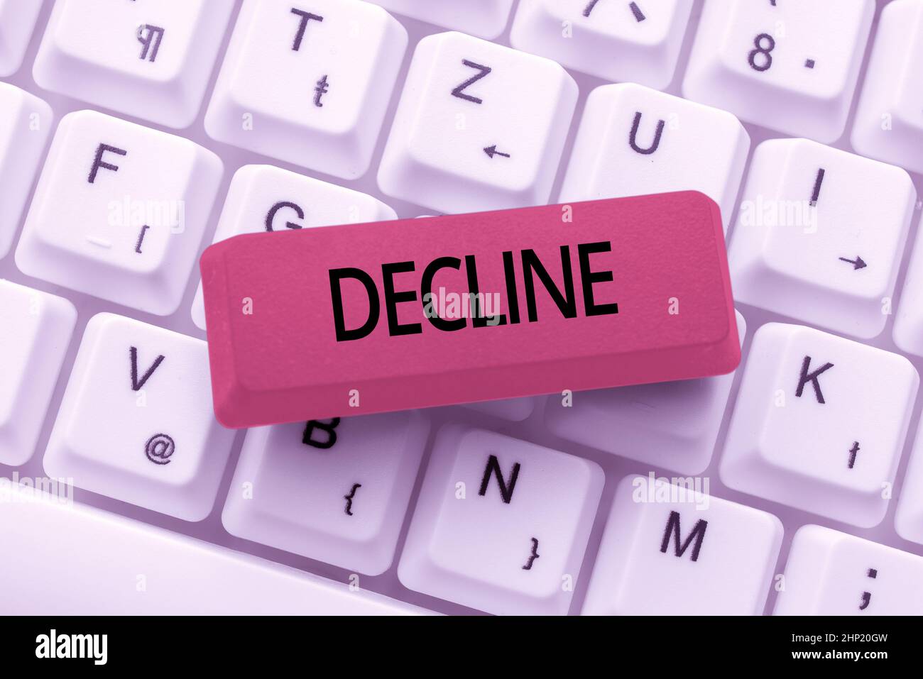 Inspiration showing sign Decline, Business approach Become smaller fewer less Decrease Politely refuse reject say no Typing Daily Reminder Notes, Crea Stock Photo
