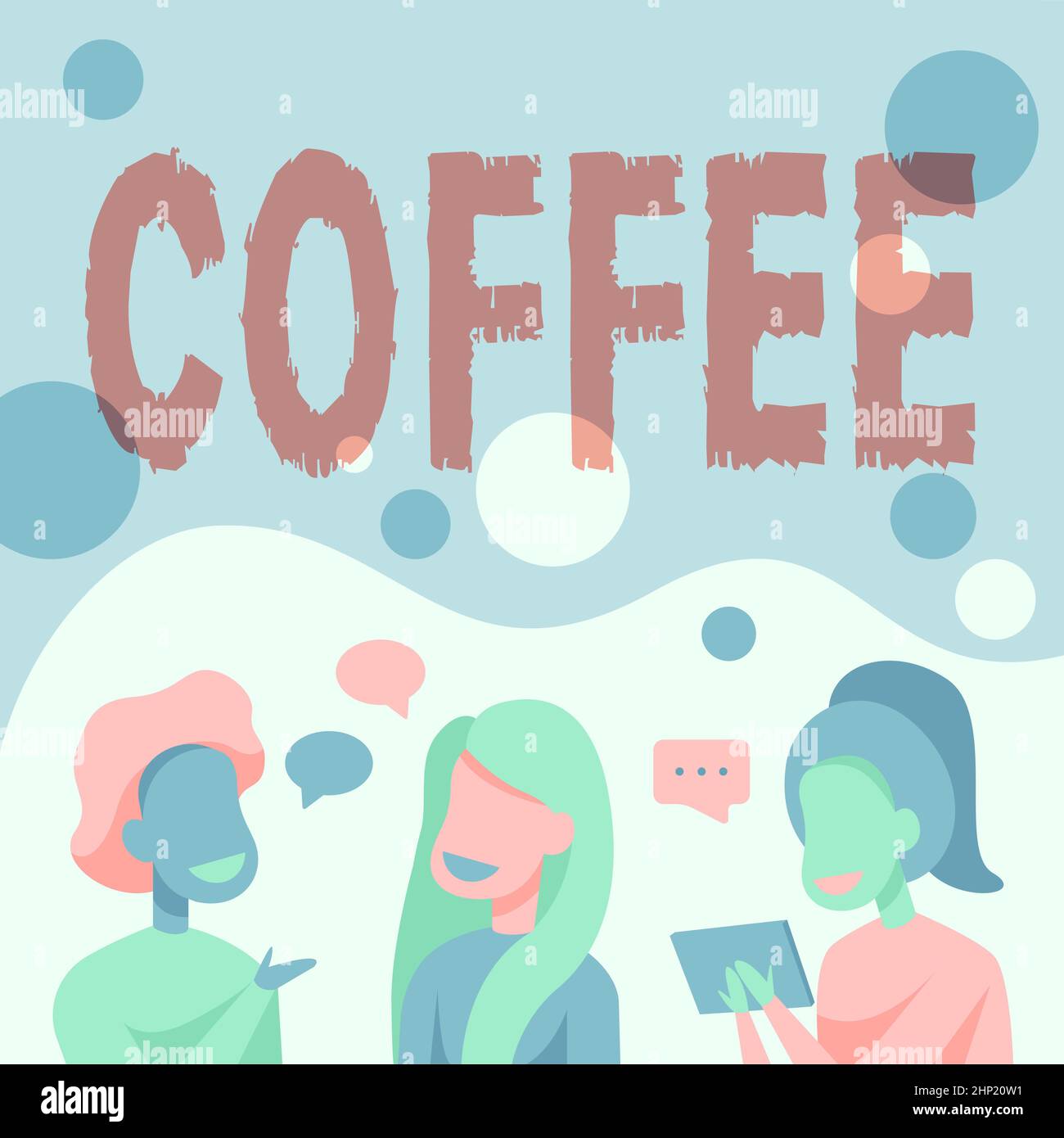 Text caption presenting Coffee, Word for hot drink made from the