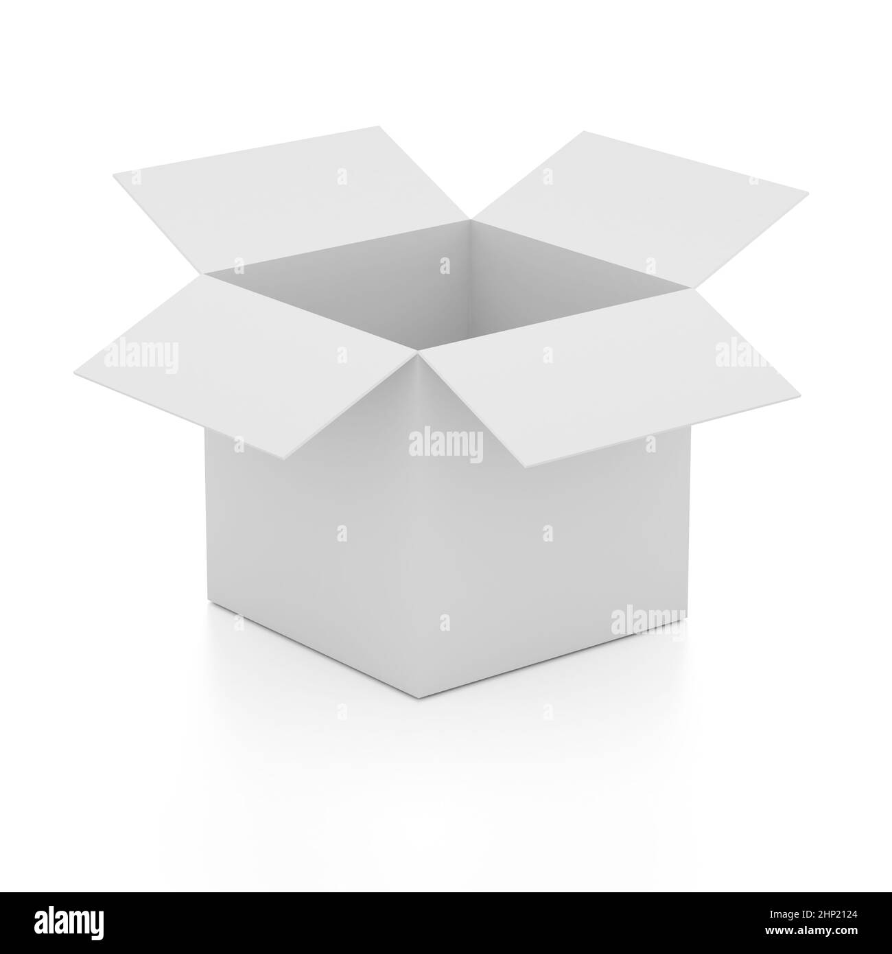 Blank open box on white background. Photo realistic illustration Stock ...