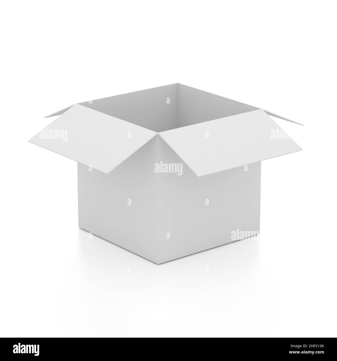 Blank open box on white background. Photo realistic illustration Stock