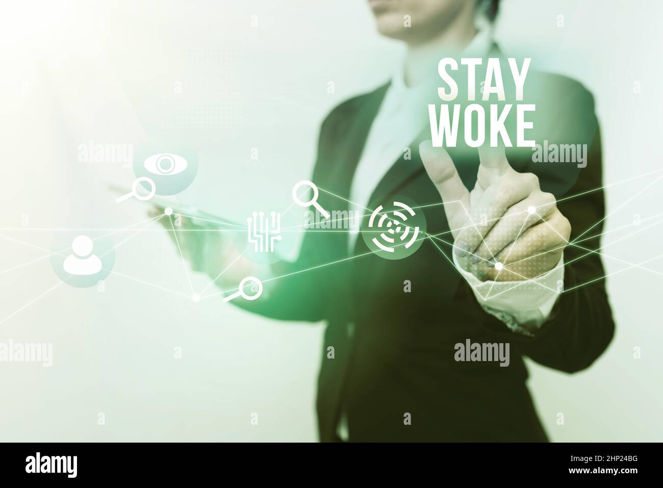 Sign displaying stay woke word for being aware of your surroundings 