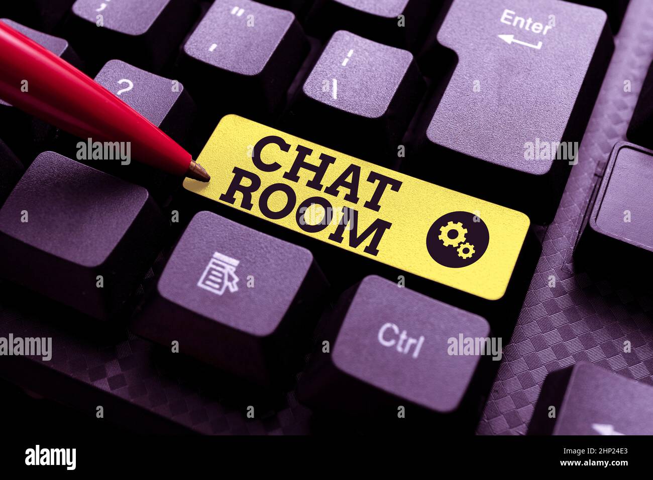 Conceptual caption Chat Room, Concept meaning area on the Internet or computer network where users communicate Typing Online Website Informations, Edi Stock Photo