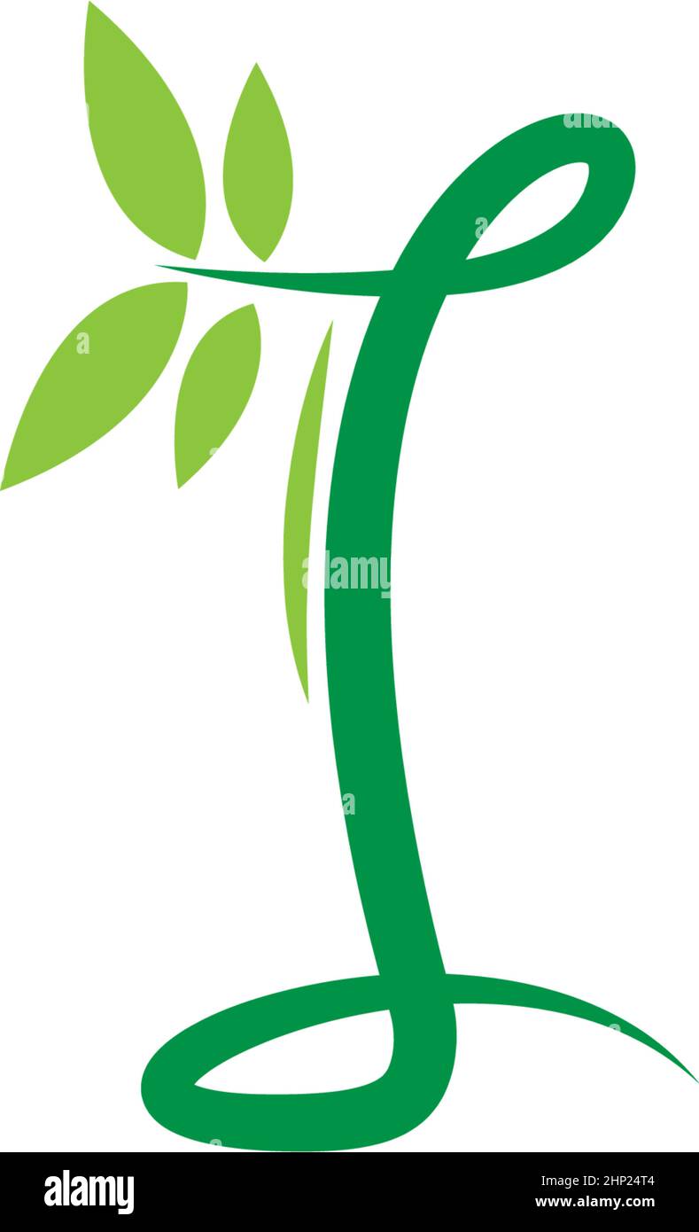 Vines template design, shrubs forming letter I Stock Vector