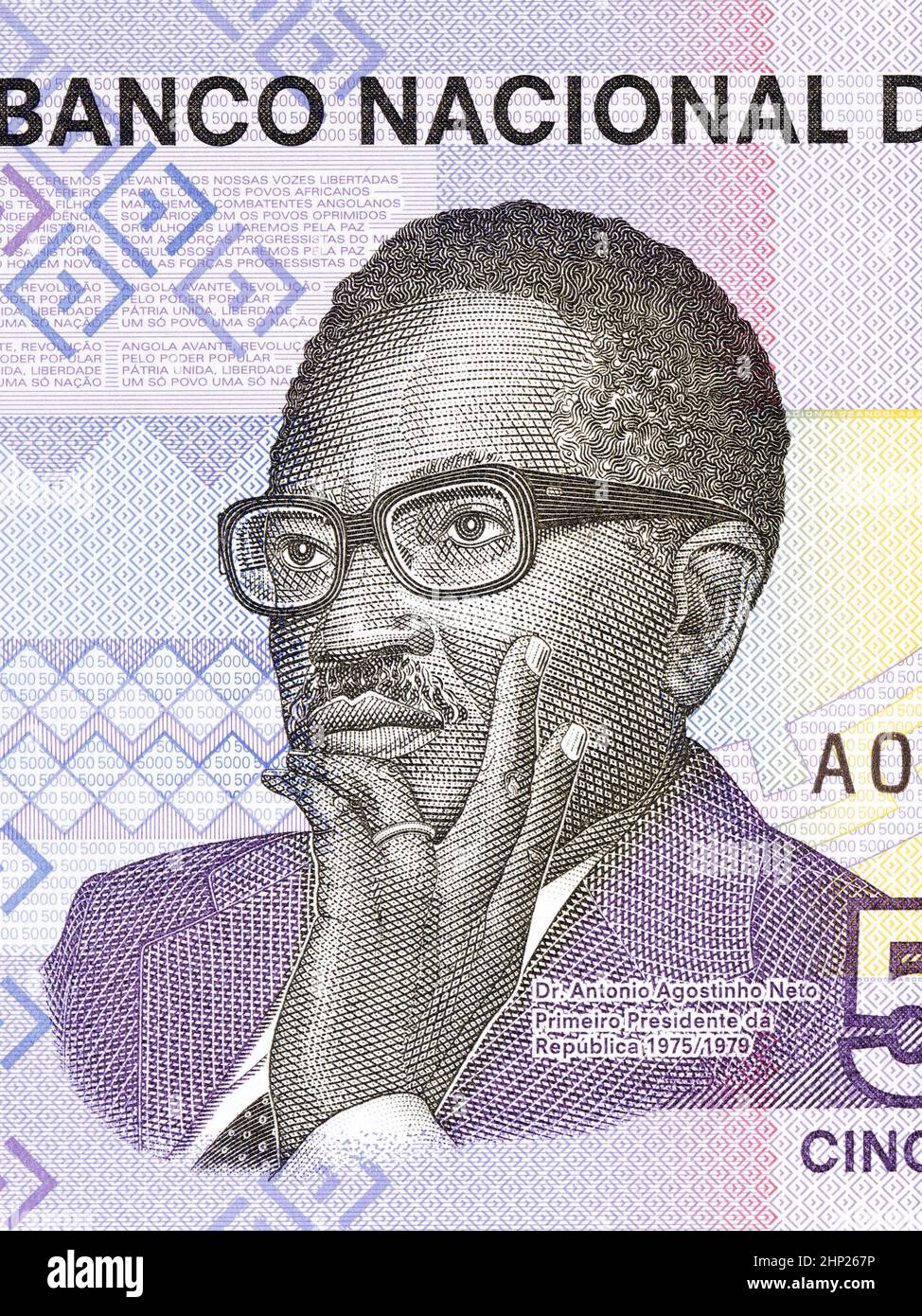 Agostinho Neto a portrait from Angolan money - Kwanza Stock Photo