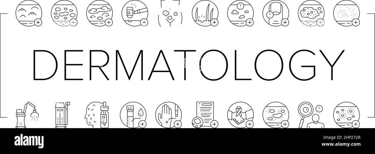 Dermatology Problem Collection Icons Set Vector Stock Vector Image ...
