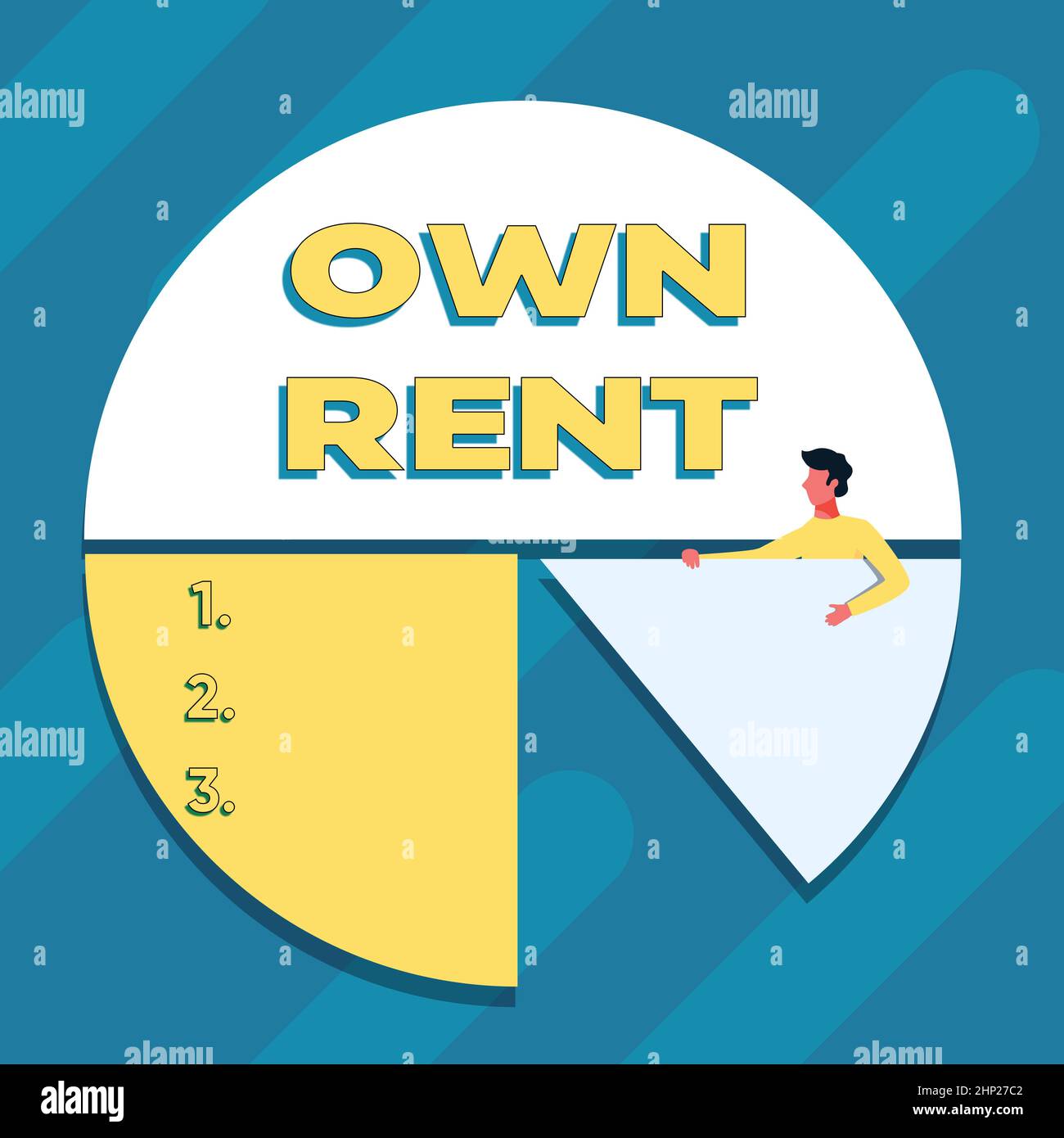 Text caption presenting Own Rent, Concept meaning tangible property is