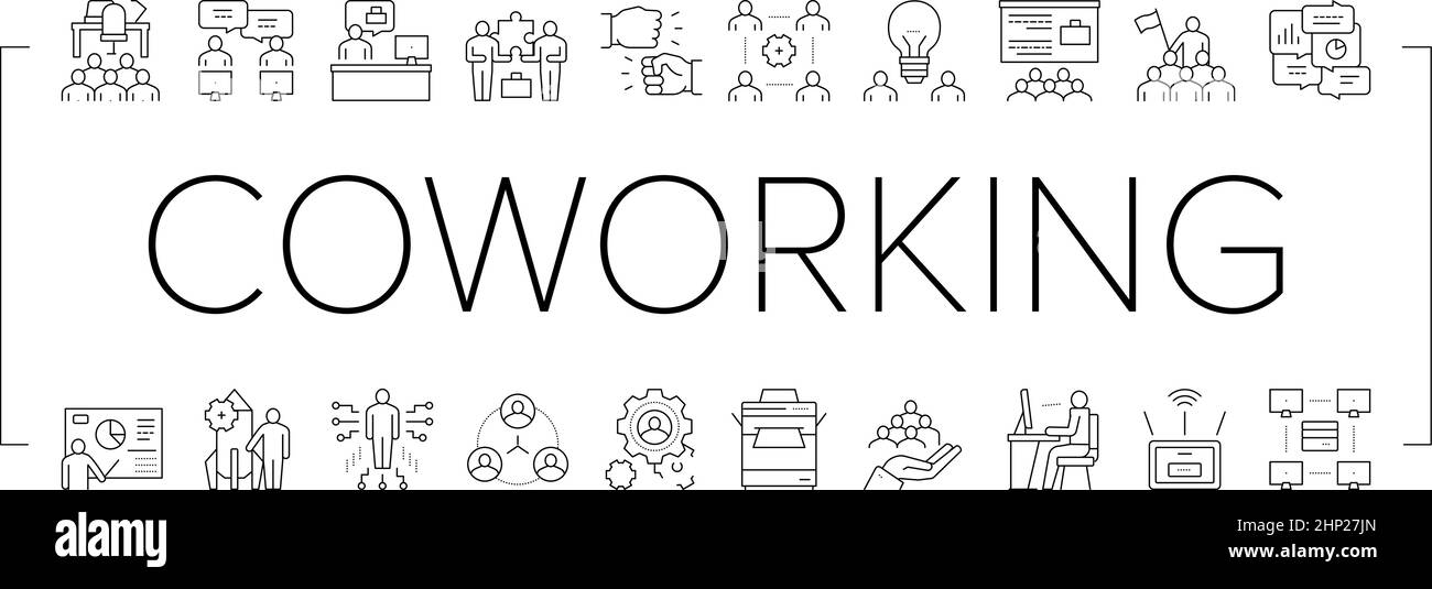 Coworking Service Collection Icons Set Vector Stock Vector Image & Art ...