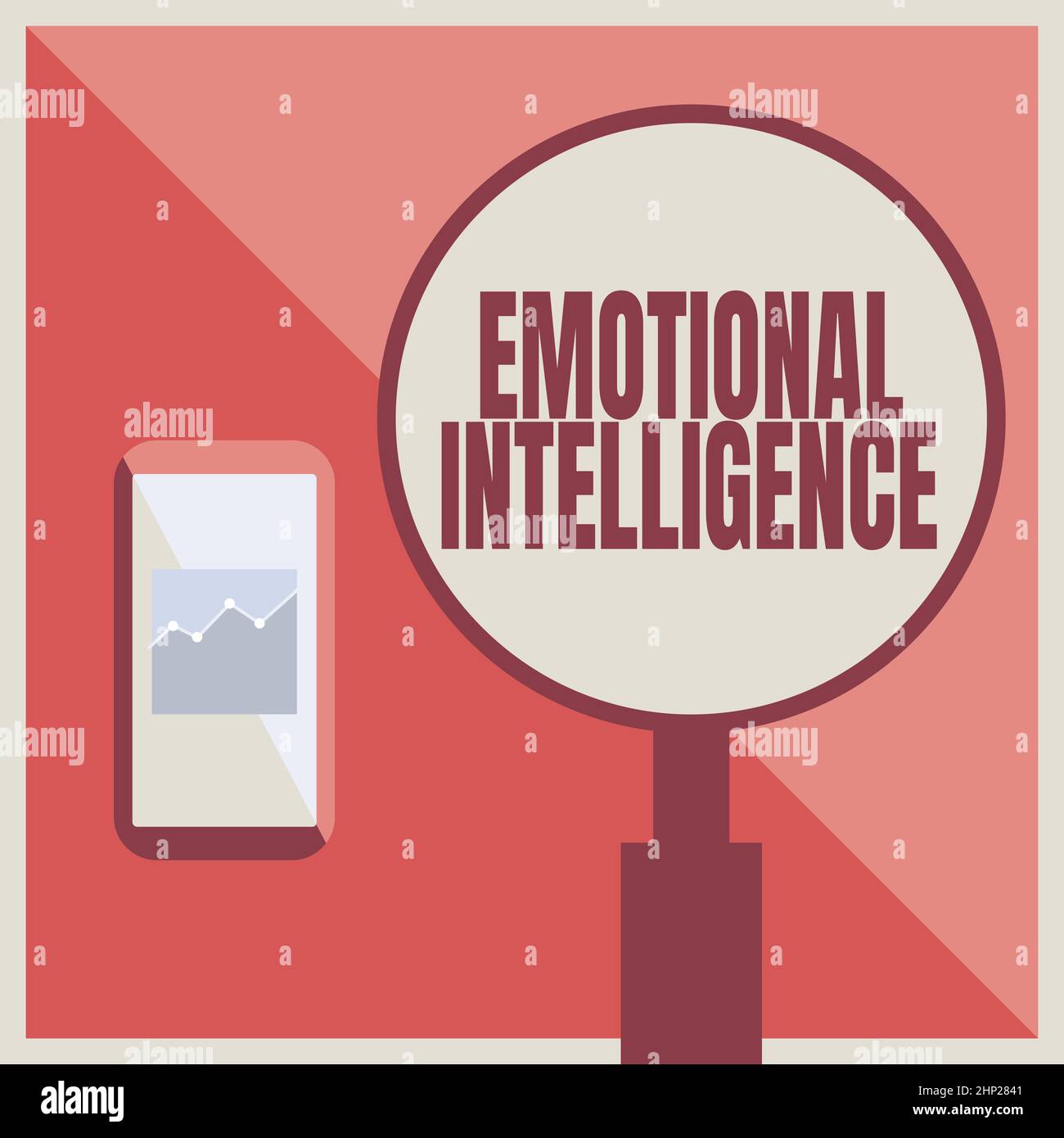Conceptual caption Emotional Intelligence, Word for Self and Social Awareness Handle relationships well Illustration Of Active Smartphone Beside A Lar Stock Photo
