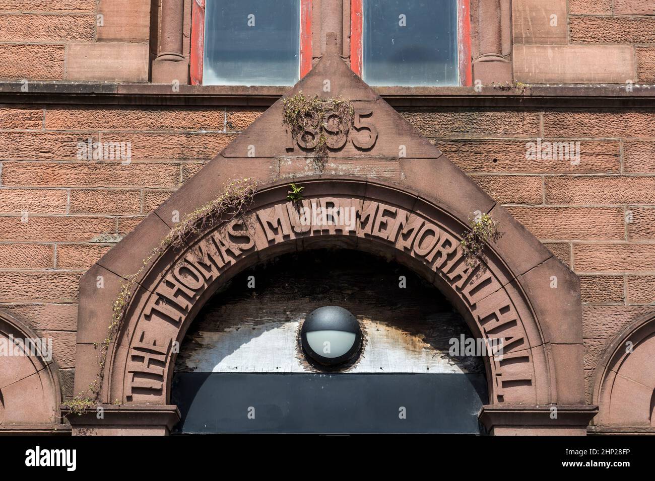Thomas Muir Memorial Hall stone carving above a door, Paisley