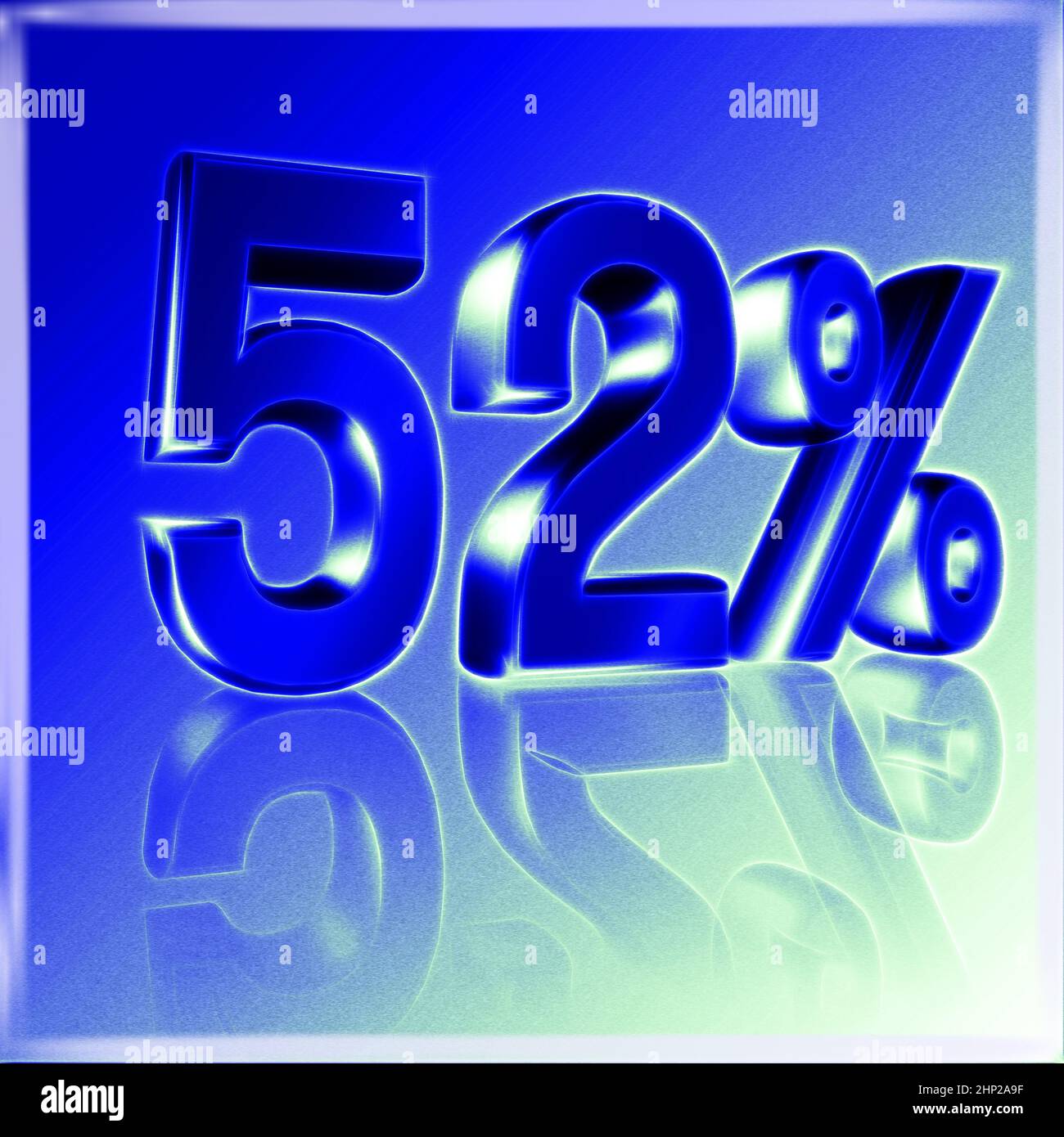 52%, 52 percent as a 3D illustration, 3D rendering Stock Photo - Alamy