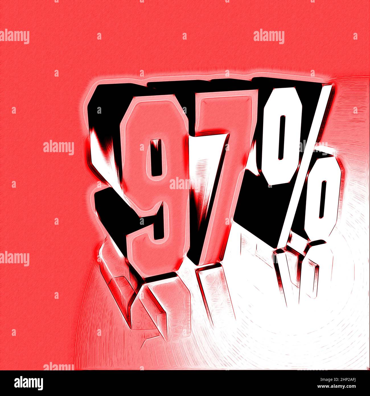 97%, 97 percent as a 3D illustration, 3D rendering Stock Photo - Alamy