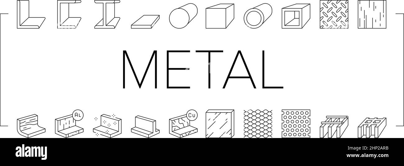 Metal Material Construction Beam Icons Set Vector Stock Vector Image ...